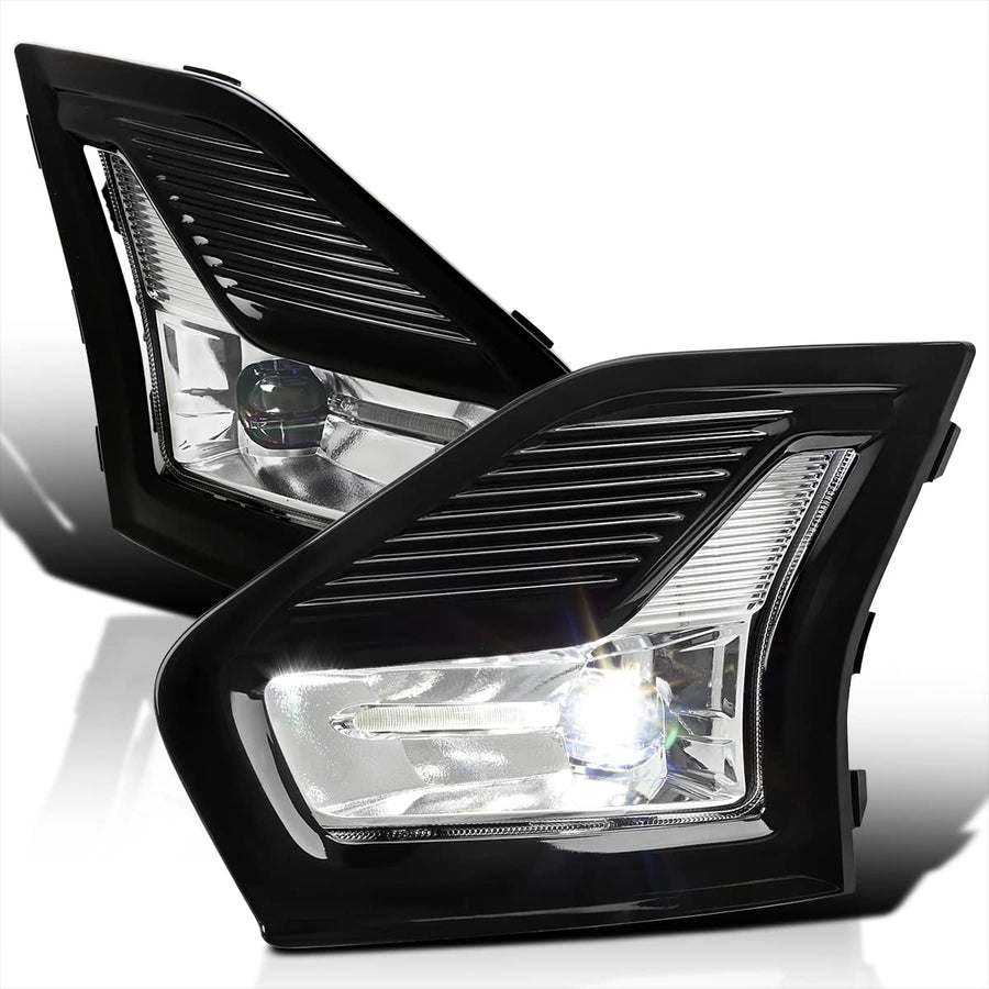 Spec-D Tuning LED Fog Lights + Switch + Bezel + Wiring Clear Lens Chrome Housing Compatible with 2019-2020 Ford Fusion, Left + Right Pair Fog Lamp Assembly