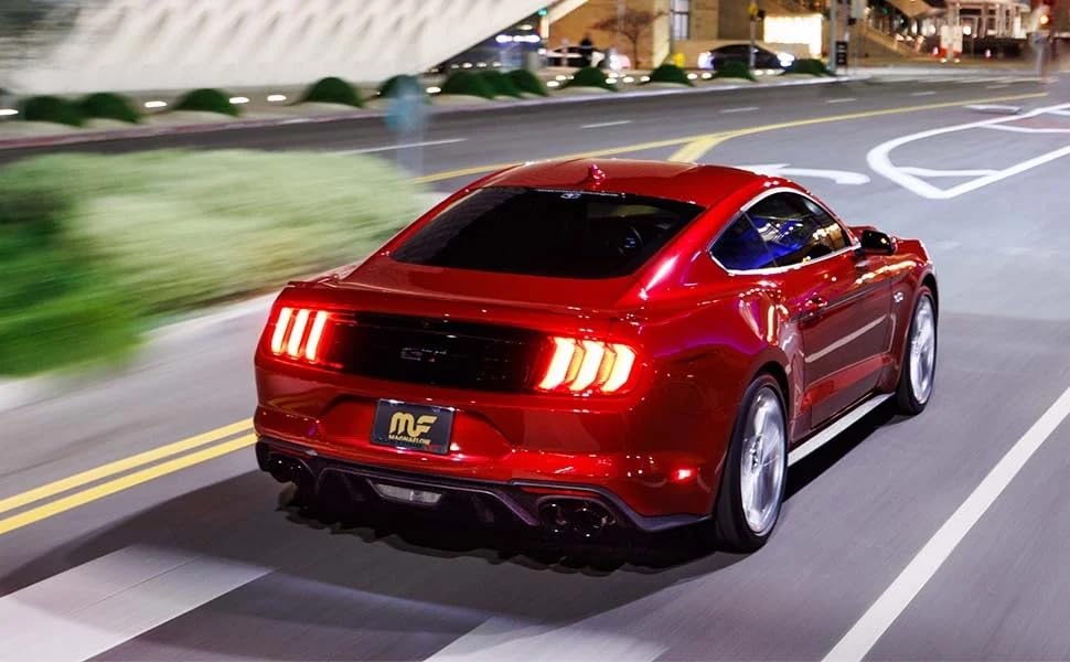 Performance Exhaust System MagnaFlow 19579: Cat-Back, NEO Series, Compatible with 2018-2023 Ford Mustang, Quad Split Rear Exit Style