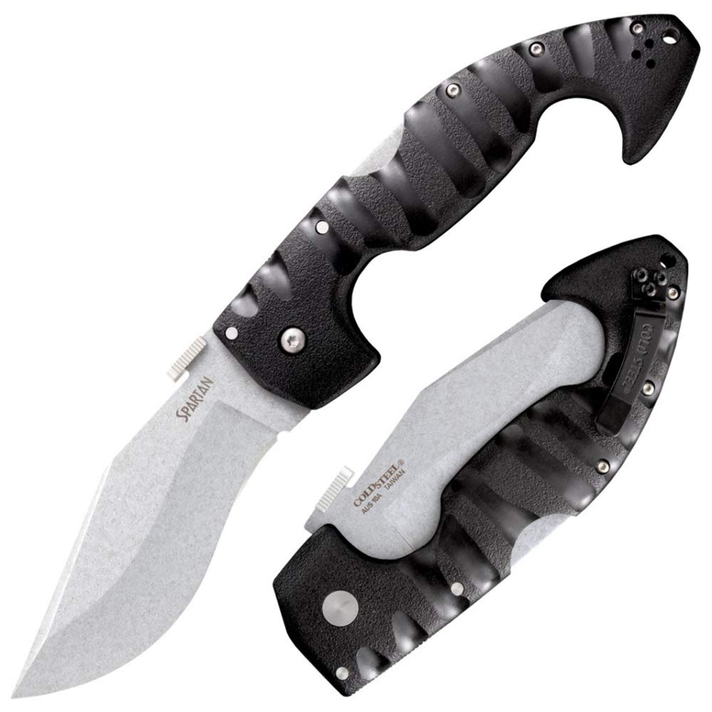 COLD STEEL 4.5 in Spartan Japanese AUS10A Plain Blade Tactical Pocket Folding Knife w/Tri-Ad Lock and Griv-Ex Handle w/Steel Liners