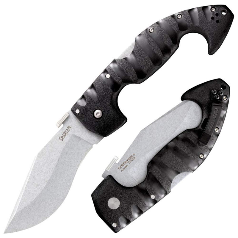 COLD STEEL 4.5 in Spartan Japanese AUS10A Plain Blade Tactical Pocket Folding Knife w/Tri-Ad Lock and Griv-Ex Handle w/Steel Liners