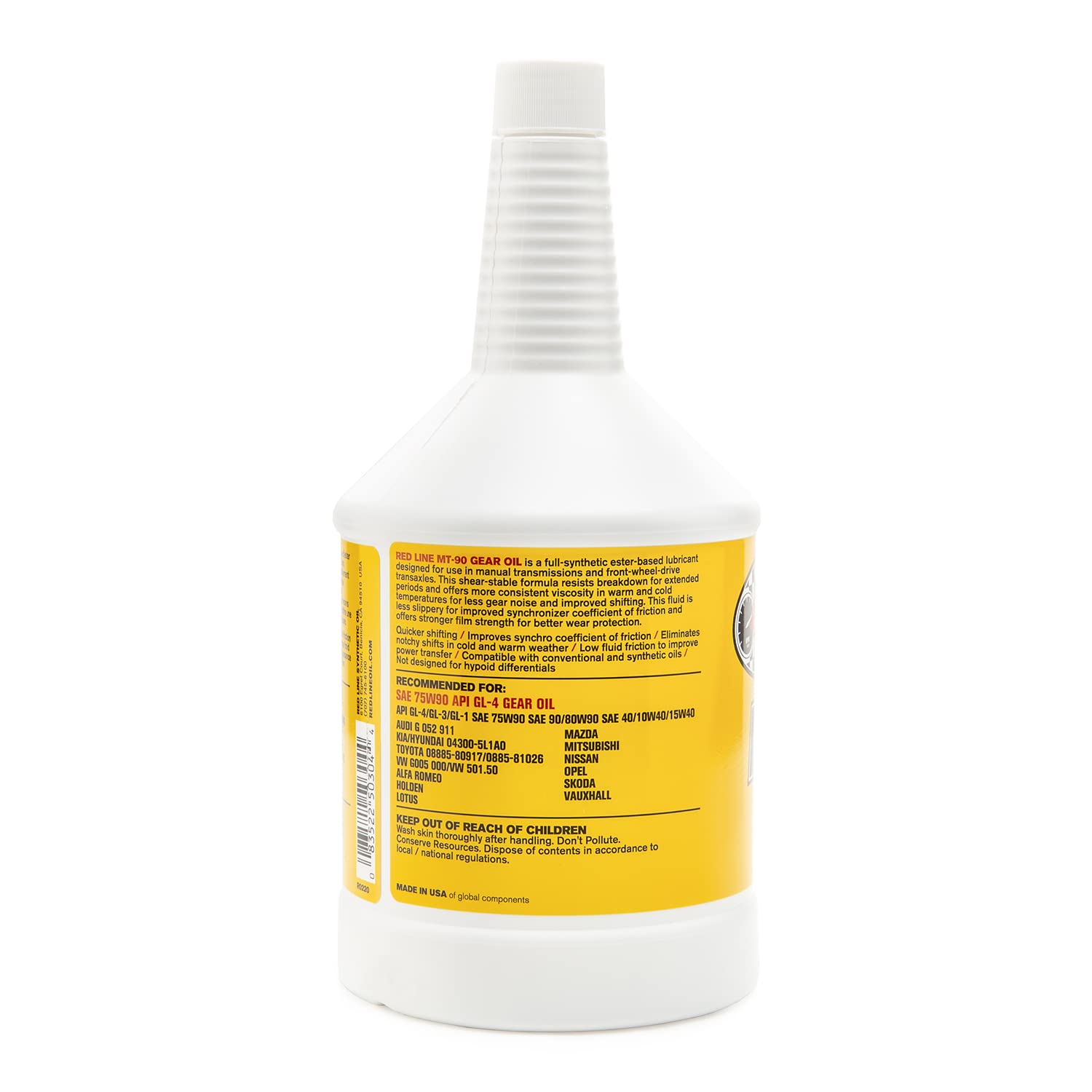MT-90 Red Line 50304 75W-90 GL-4 Manual Transmission and Transaxle Lubricant (MTL)- 1 Quart