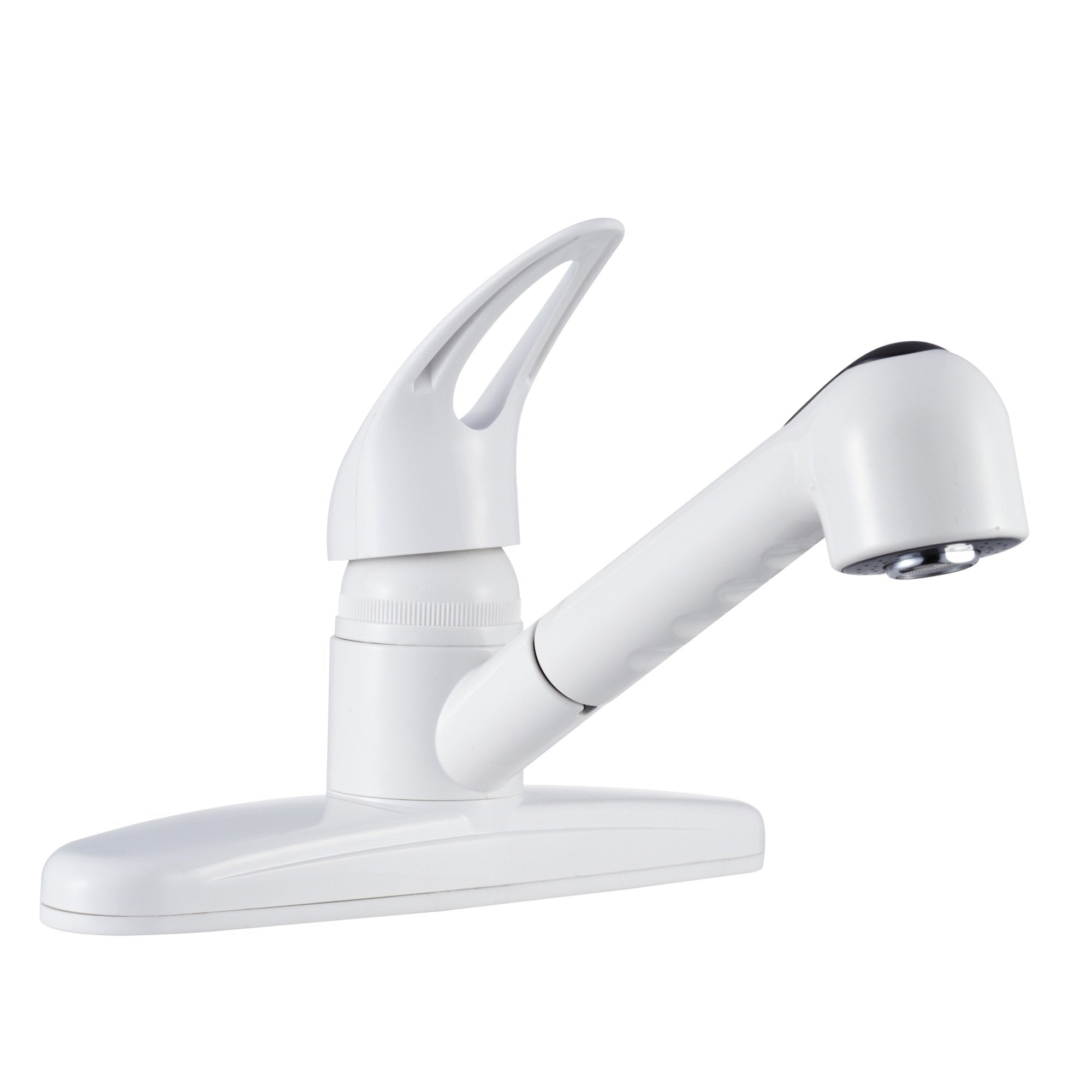 Dura Faucet Non-Metallic DF-PK100-WT Pull-Out RV Kitchen Sink Faucet, Single Handle (White)