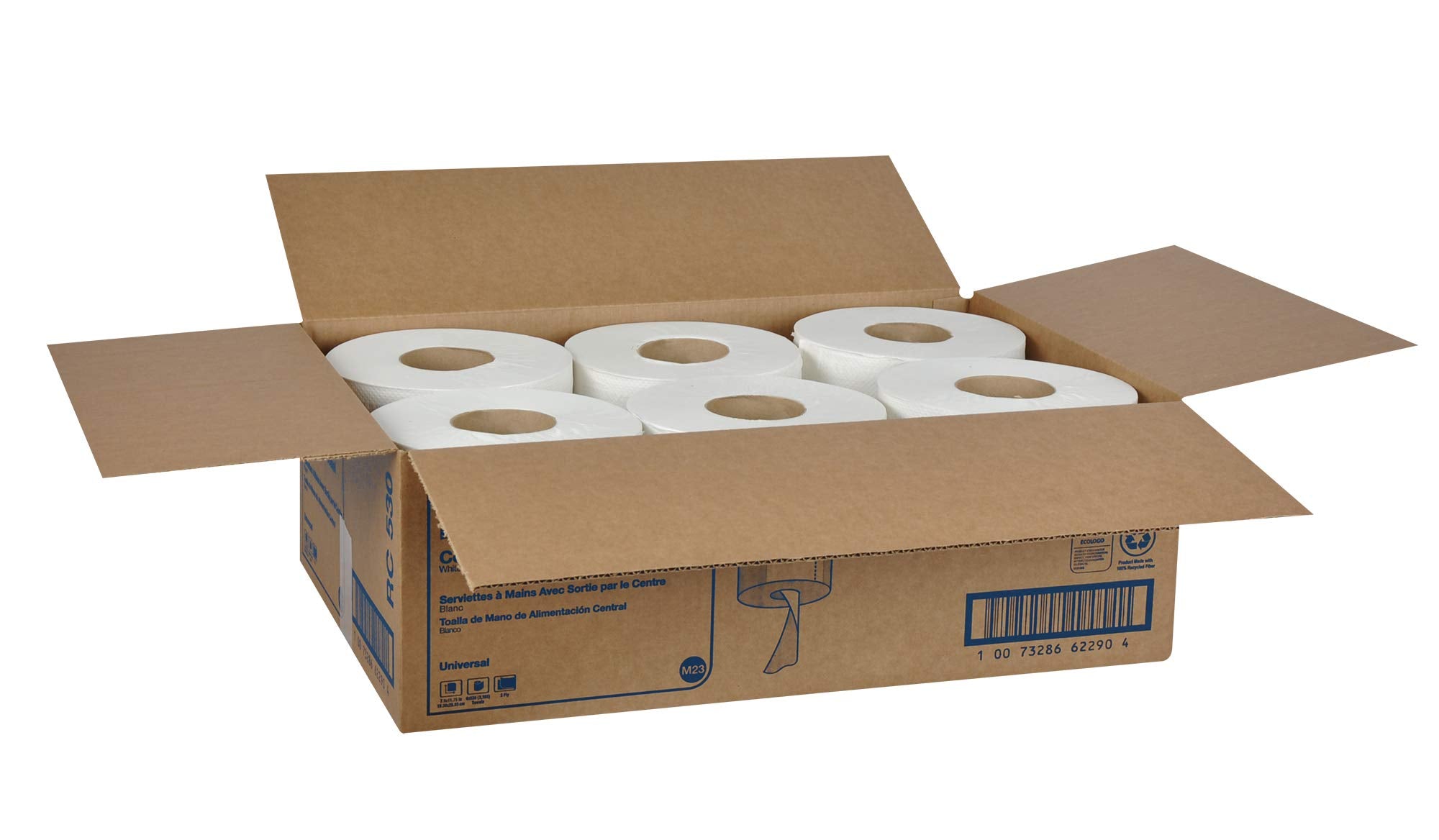Tork Hand Towel Centerfeed White One-at-a-time Dispensing, M23 Compatible 6 Rolls x 530 Sheets (RC530)