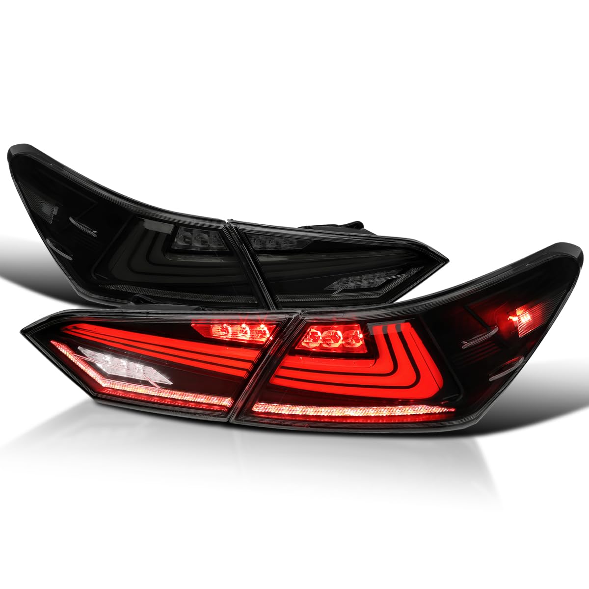 Black Smoke SPEC-D TUNING Sequential Tail Lights w/LED Turn Signal and Startup Animation Compatible with 2018-2022 Toyota Camry, Left + Right Pair Assembly