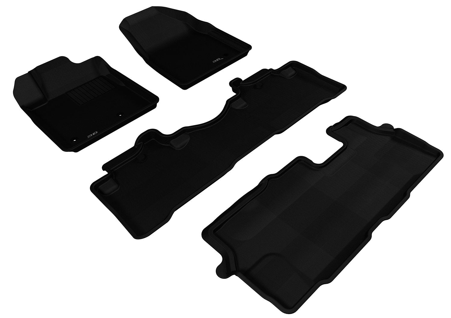 3D MAXpider Kagu Custom Fit Floor Mat (Black) for 2009-2015 Honda Pilot - 1ST Row 2ND Row 3RD Row