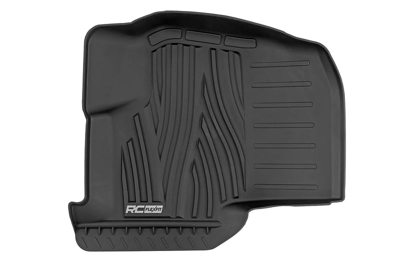 Flex-Fit Rough Country Front Floor Mats for Ford F-150 (2015-25)/Lightning (2022-25)/Raptor (2017-25) Crew Cab - Custom All-Weather Non-Slip TPE Liners w/Spill Saver Lip