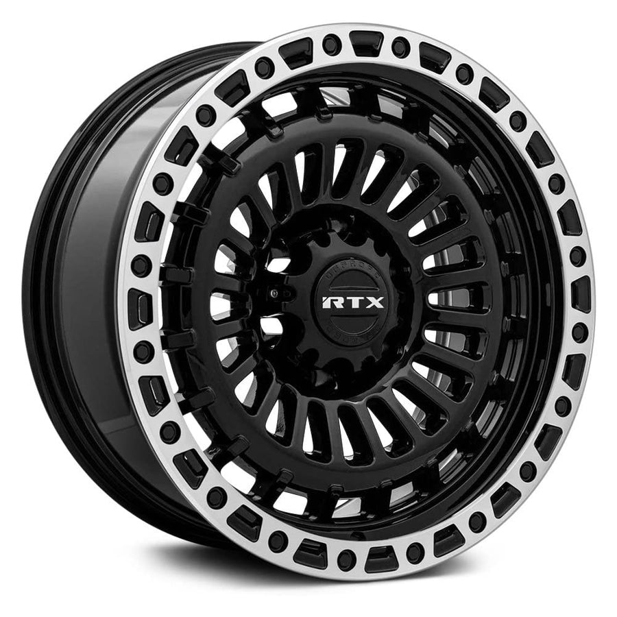 MOAB RTX Custom Wheel - 17x9, -15 Offset, 5x127 Bolt Pattern, 71.5mm Hub - Gloss Black with Machined Lip Rim