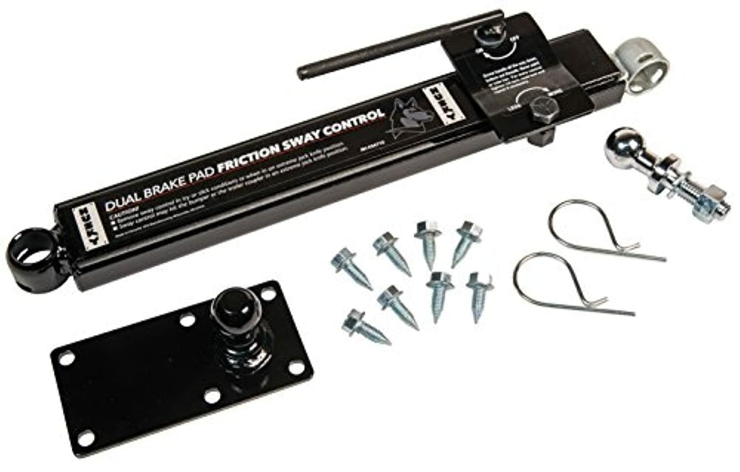 Right-Hand Husky Towing 34715 Weight Distribution Hitch Sway Control Kit Includes Side Bar Handle Tongue Ball Plate Sway Control Ball and Hardware