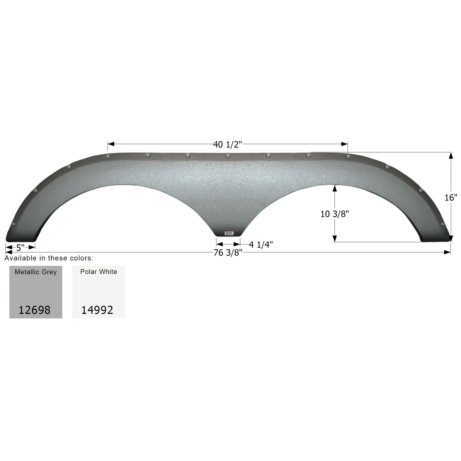 Icon Tandem Axle Fender Skirt FS2698 for Heartland - 14992 Polar White