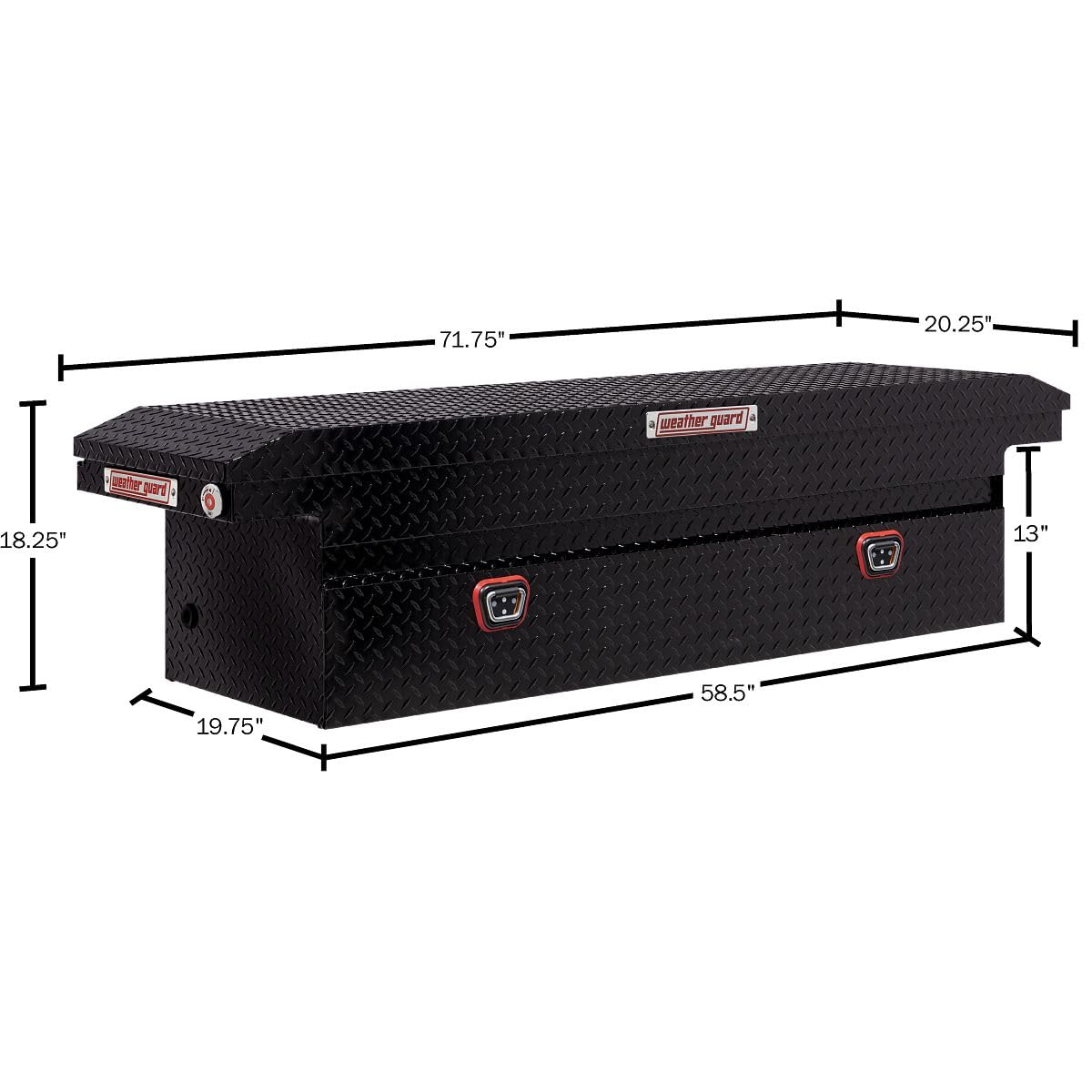 Weather Guard Saddle Truck Box Model 121-5-04, Aluminum, for Full Size Trucks, Low Profile, Gloss Black, 11.0 cu ft Capacity