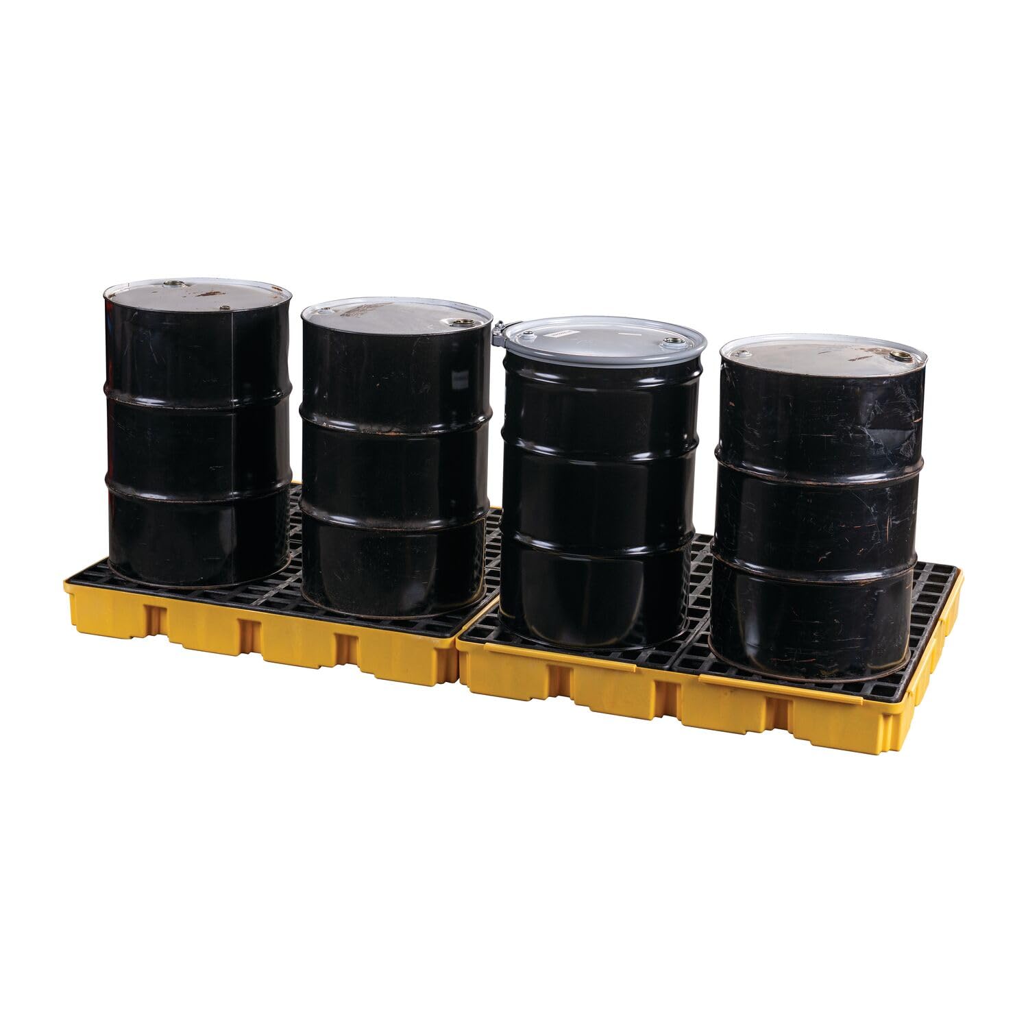 8 Eagle Drum Spill Platform with Drain and Forklift Pockets, 103.5"x51.5"x6.5", 121 Gallon Sump, 10,000 lbs. Load Capacity Containment Tray, Made in USA, Yellow, 1688D