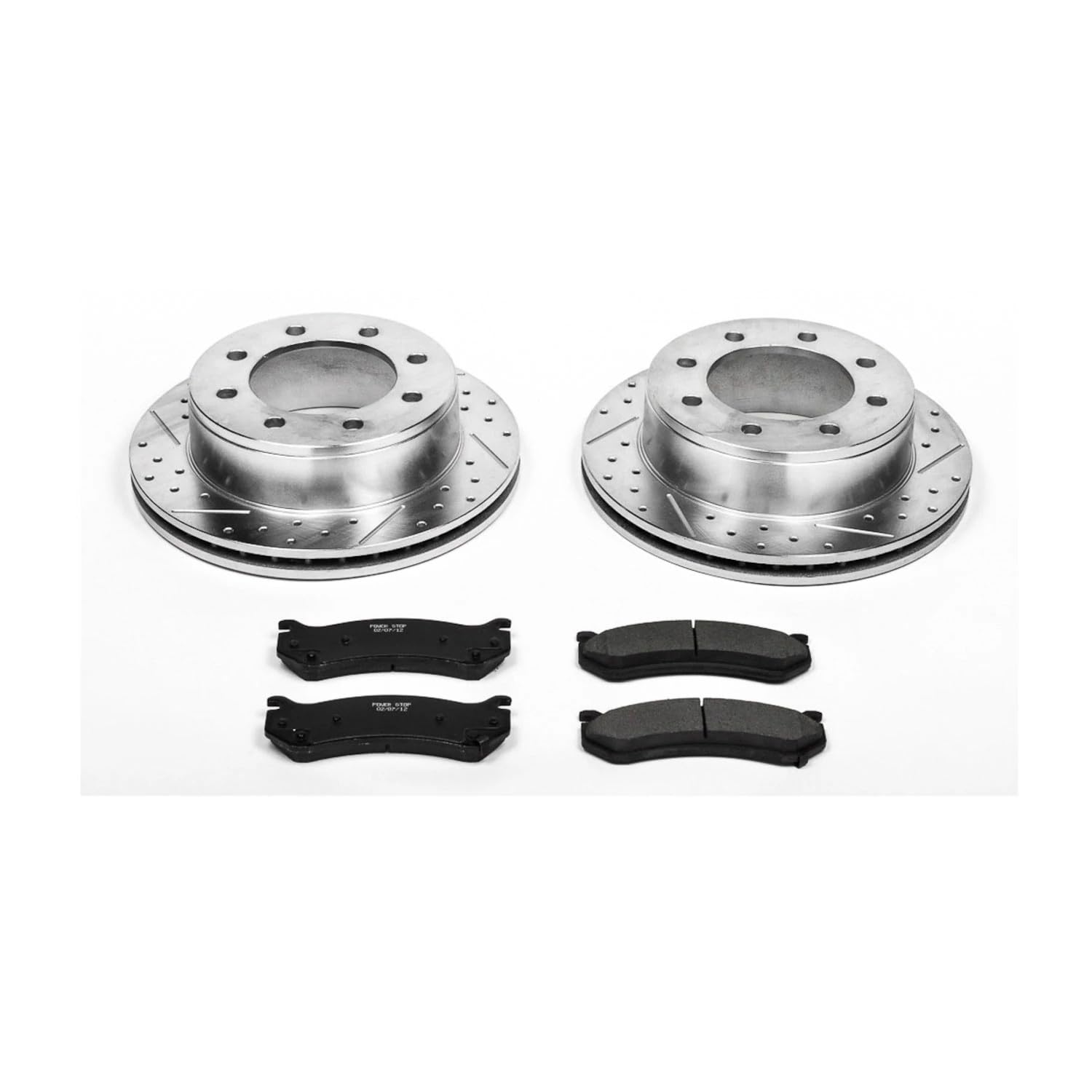 Power Stop K2041 Brake Pads Rear Z23 Carbon Fiber with Drilled and Slotted Brake Rotors Kit For Chevy Silverado 2500 | GMC Sierra 2500 Sierra 3500 Yukon XL 2500 8 Lug