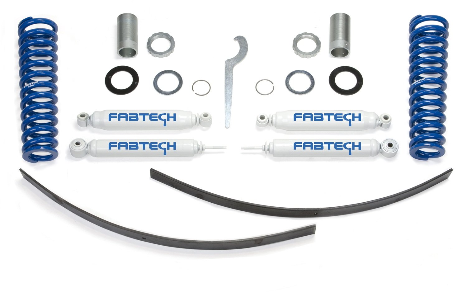 Fabtech K7015 Coilover Basic Lift System w/Performance Shocks Adjustable 0-3.5 in. Lift Incl. Coils Rear Performance Shocks Add-A-Leafs All Required Hardware Basic Lift System Coilover