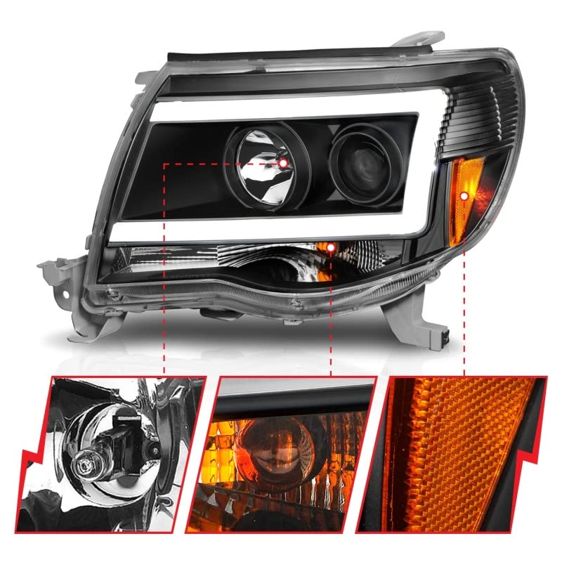 05-09 Tacoma ANZO (111517) Projector Light Bar Style Headlights w/C Light Bar