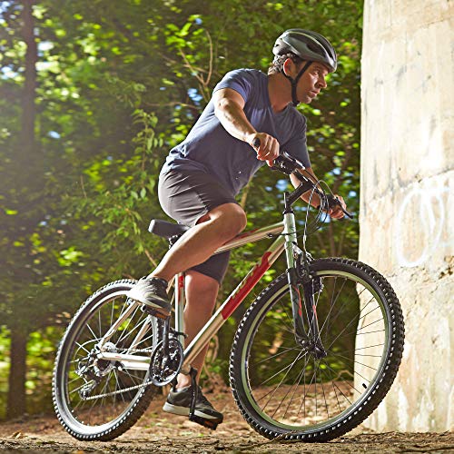Huffy Mountain Hardtail Trail Bike 24 inch, 26 inch, 27.5 inch, 26 inch wheels/20 inch frame, Gloss Nickel