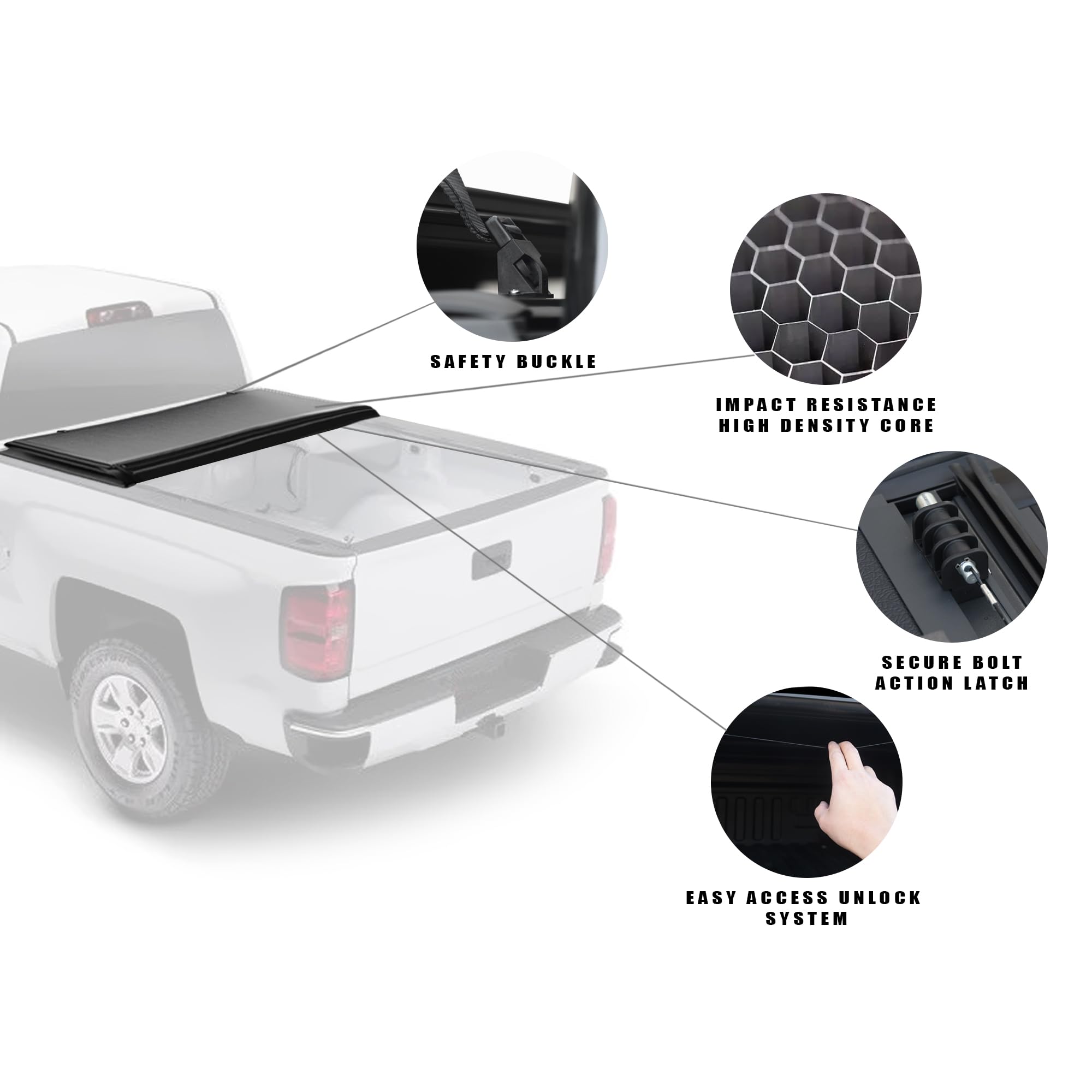 Low Profile Armordillo Hard Tri-Fold Bed Cover for 2014 2015 2016 2017 2018 Chevy Silverado/GMC Sierra 1500 5.8ft (68") Short Bed | CoveRex TFX | 7162174