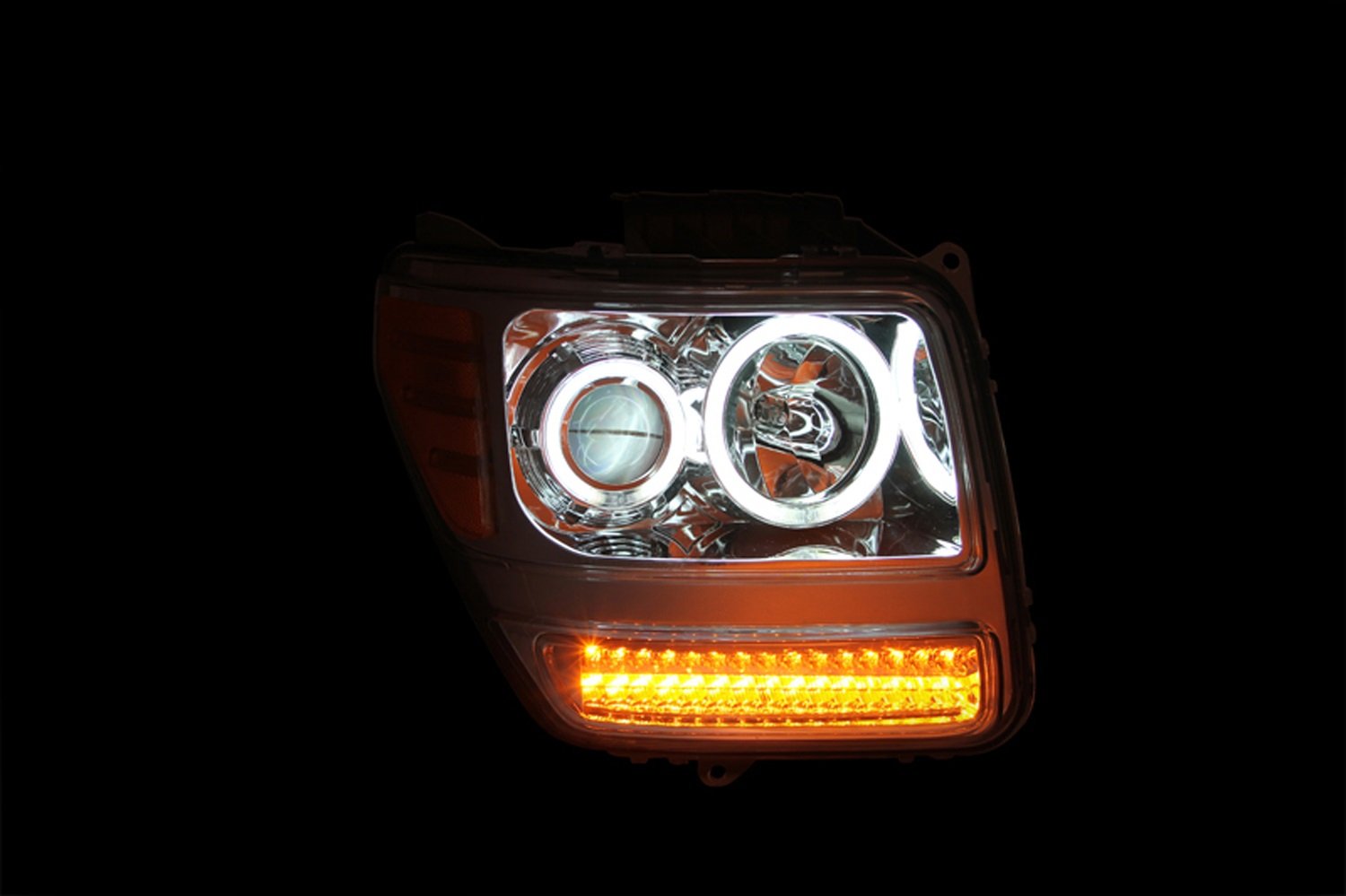 Dodge Nitro G2 Anzo USA 111144 Projector Halo Chrome Clear Amber Headlight Assembly - (Sold in Pairs)