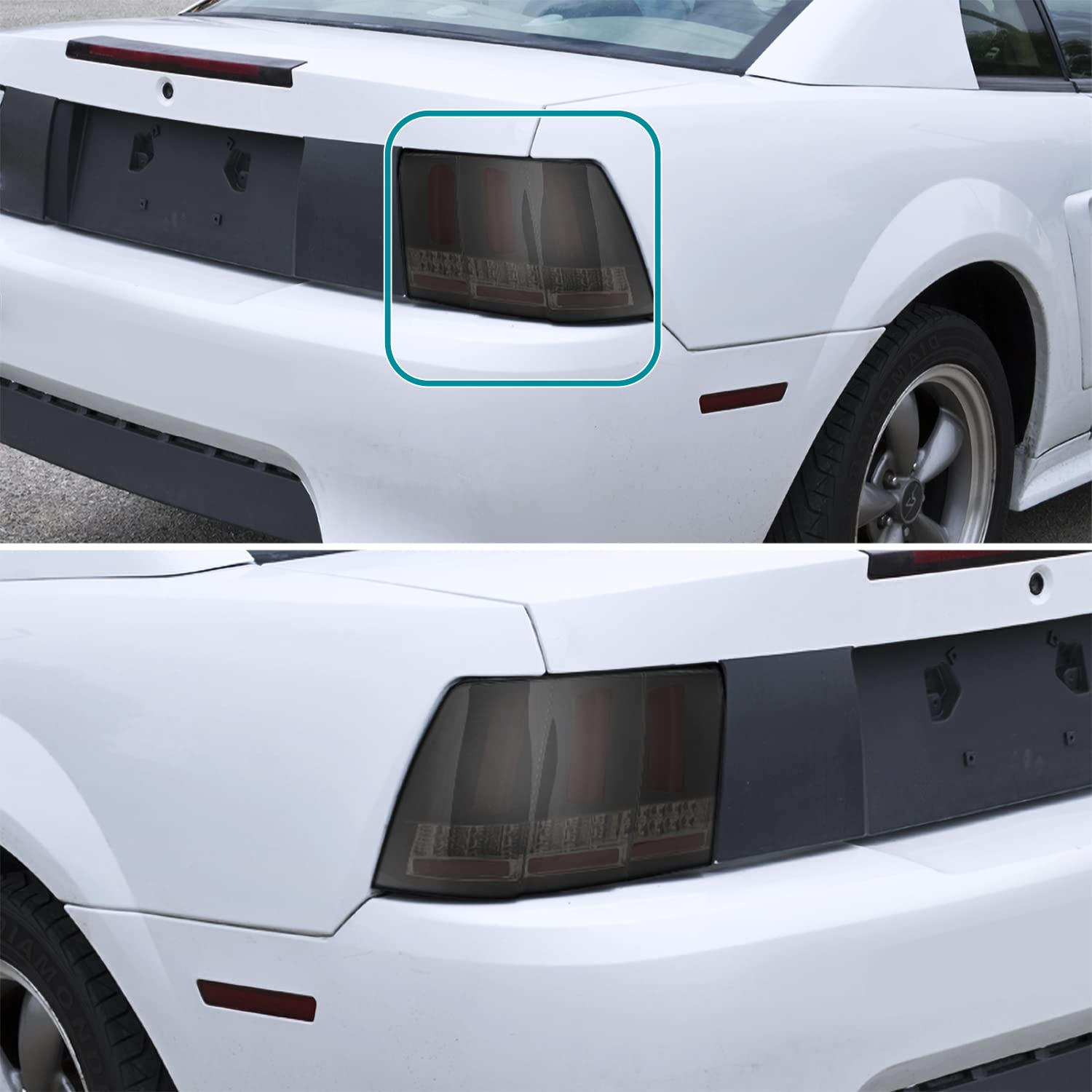 Glossy Black Smoke SPEC-D TUNING Sequential LED Bar Tail Lights Compatible with 1999-2004 Ford Mustang, Left + Right Pair Assembly