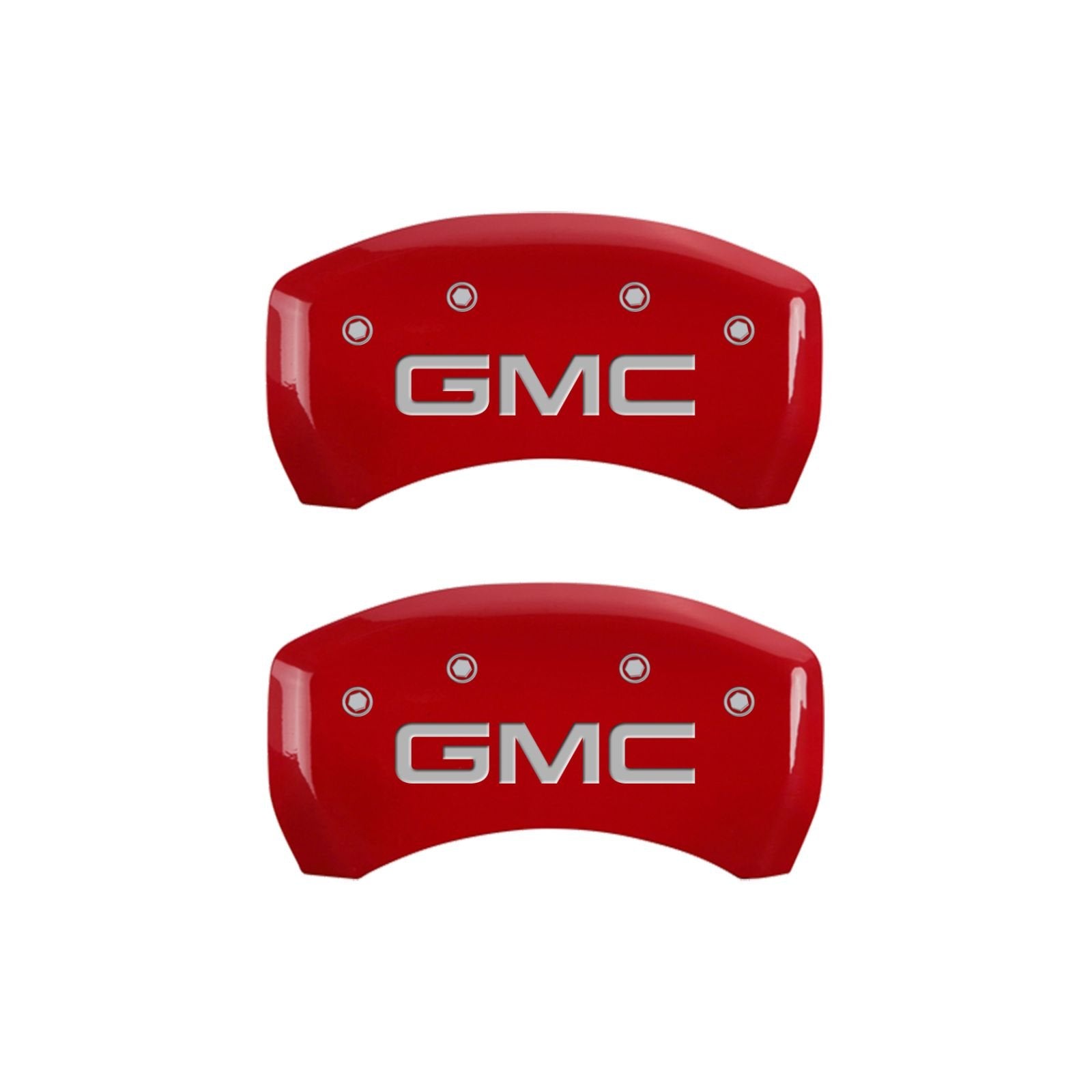 MGP Caliper Covers 'GMC' Engraved Caliper Cover with Silver Characters 34209SGMCRD Red Powder Coat Finish, (Set of 4)