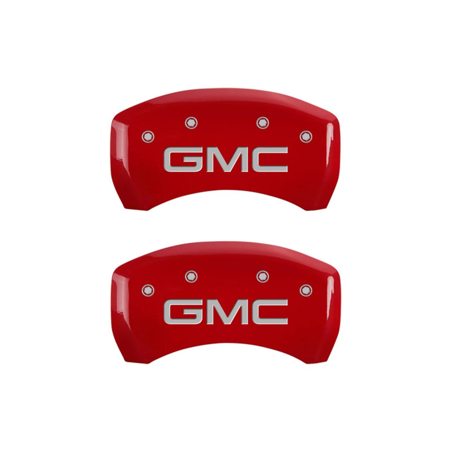 MGP Caliper Covers 'GMC' Engraved Caliper Cover with Silver Characters 34209SGMCRD Red Powder Coat Finish, (Set of 4)