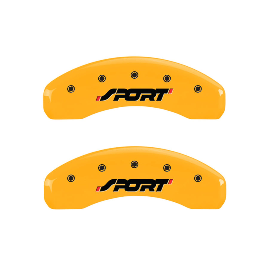 Caliper Covers MGP 10119SSPOYL, Set of 4 (Yellow Engraved Front and Rear: Sport Powder Coat Finish Black Characters)