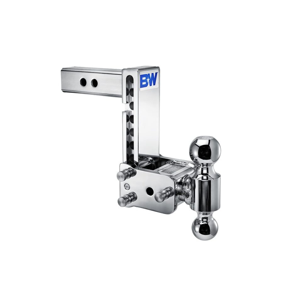 B&W Trailer Hitches Tow & Stow Chrome Adjustable Trailer Hitch Ball Mount - Fits 2" Receiver, Dual Ball (2" x 2-5/16"), 7" Drop, 10,000 GTW - TS10040C