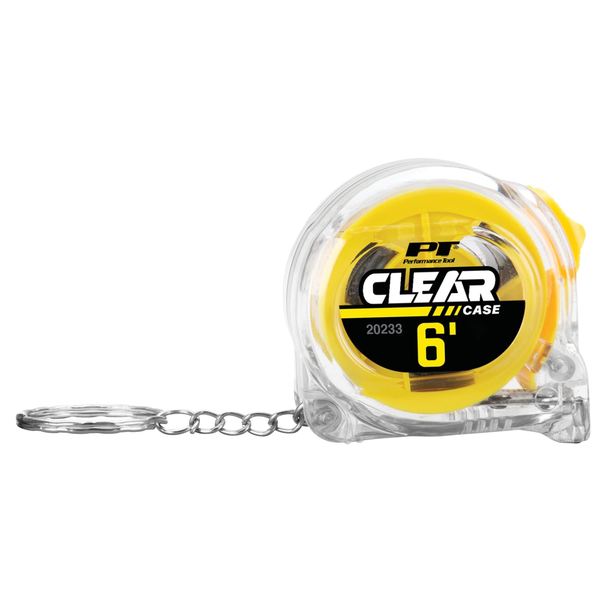 6' Clear Performance Tool Mini Tape Measure, SAE & Metric Measurements Printed on Both Sides