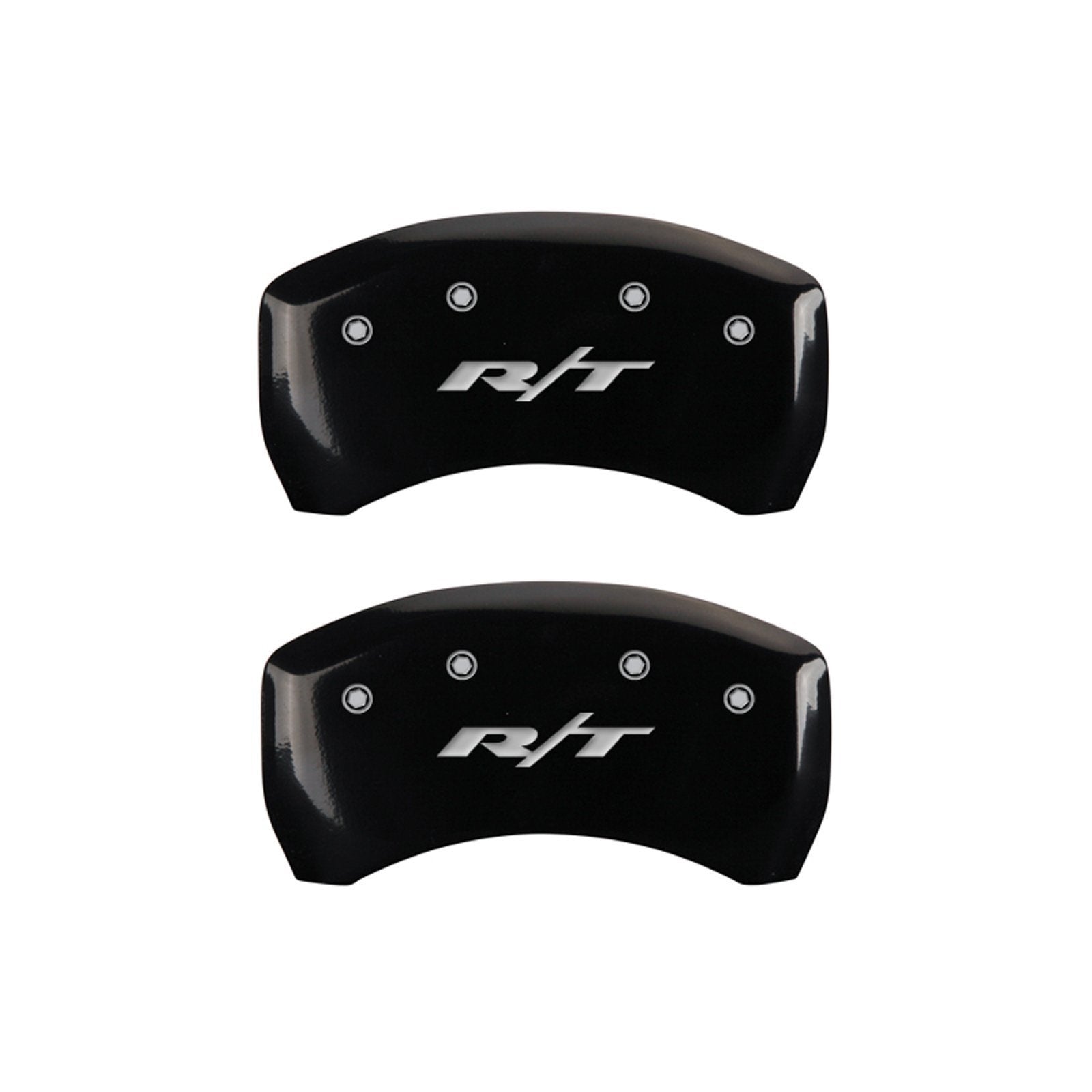 MGP 12005SRT1BK Caliper Covers Black Powder Coat Finish Front and Rear Caliper Cover, Set of 4 (RT1-Truck Silver Characters, Engraved)