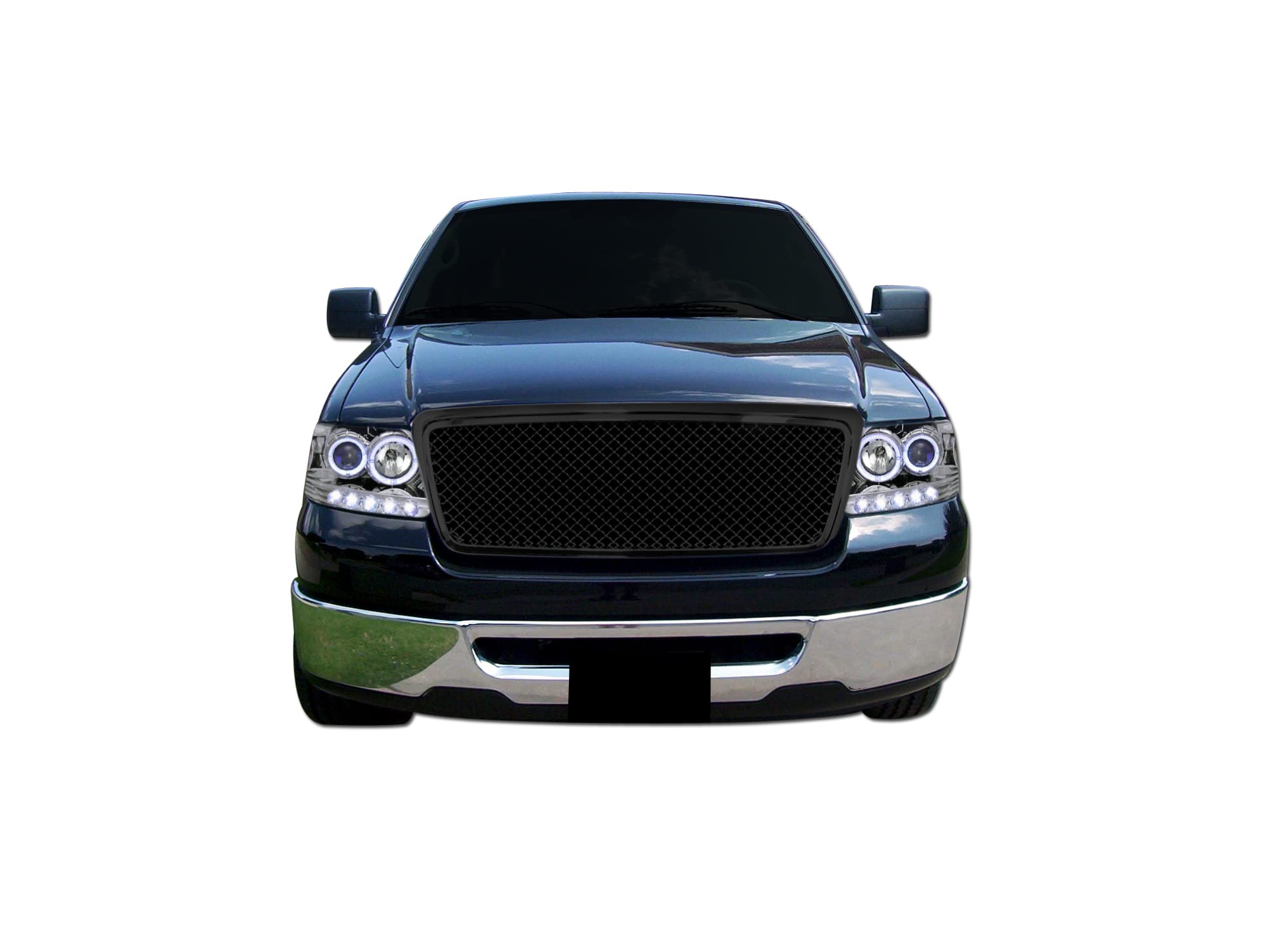 7148208 Armordillo USA Mesh Front Hood Grille - Gloss Black Fits 2004-2008 Ford F150 F-150/2006-2008 Lincoln Mark LT