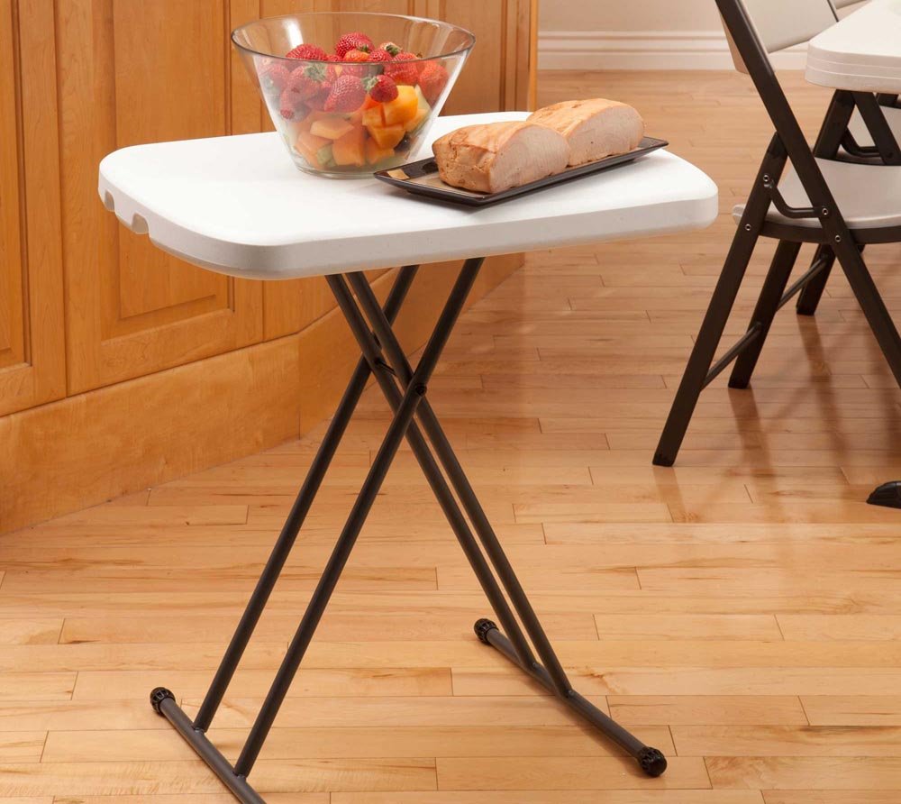 Adjustable LIFETIME 80251 Folding Laptop Table TV Tray, 26 Inch, White Granite