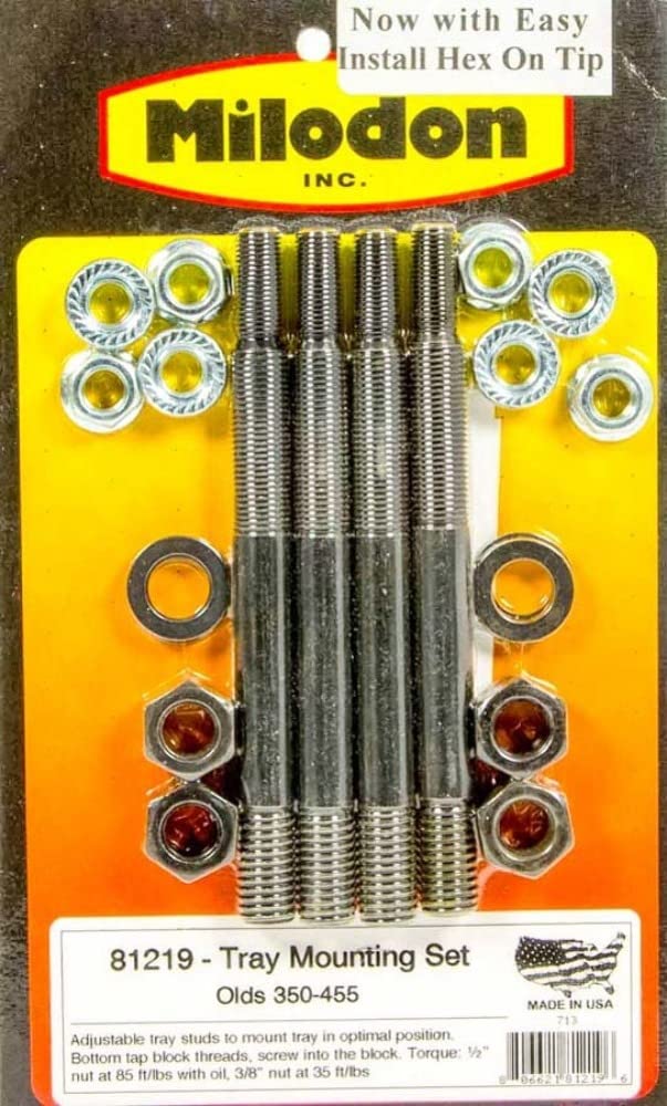 Milodon 81219 Windage Tray Stud Kit 1/2" 170,000 PSI Tinsile Strength for Oldsmobile 400/425/455