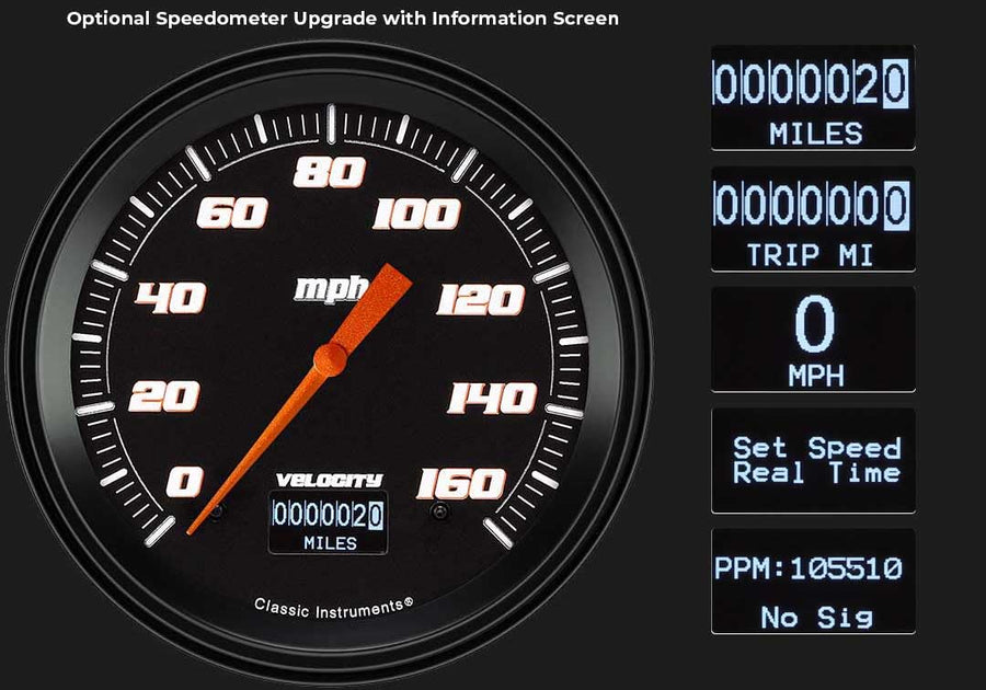 Classic Instruments 1954-1955 Chevy Truck CT54VSB52 Velocity Black 4 5/8" Speedometer & Quad Gauge - GM