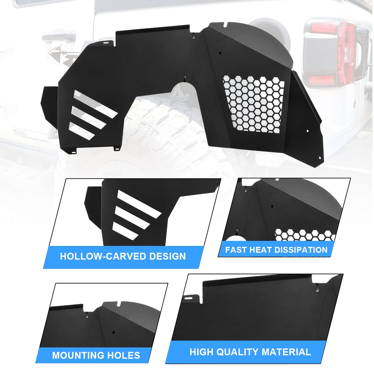 NIXON OFFROAD Front Inner Fender Liners Compatible Flares fit for 2018 2019 2020 2021 2022 2023 2024 2025 2026 Jeep Wrangler JL/JLU