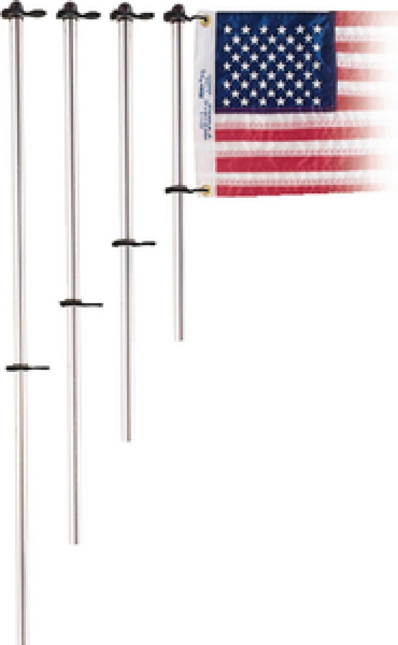 Taylor Made Flag Pole with Adjustable Bottom Clip, Charlevoix Flag Clips, O-Ring, 3/4" Diameter, 48" Flag Staff, Made in the USA (Hardware Not Included) - 2020109086