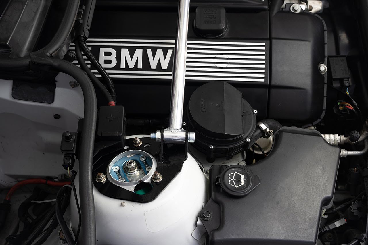 Front Strut Bar HPS Black Tower Brace Compatible for 2002-2006 BMW M3 330ci 325ci 325xi 325i 2002-2005 330xi 330i E46, 42-103WB