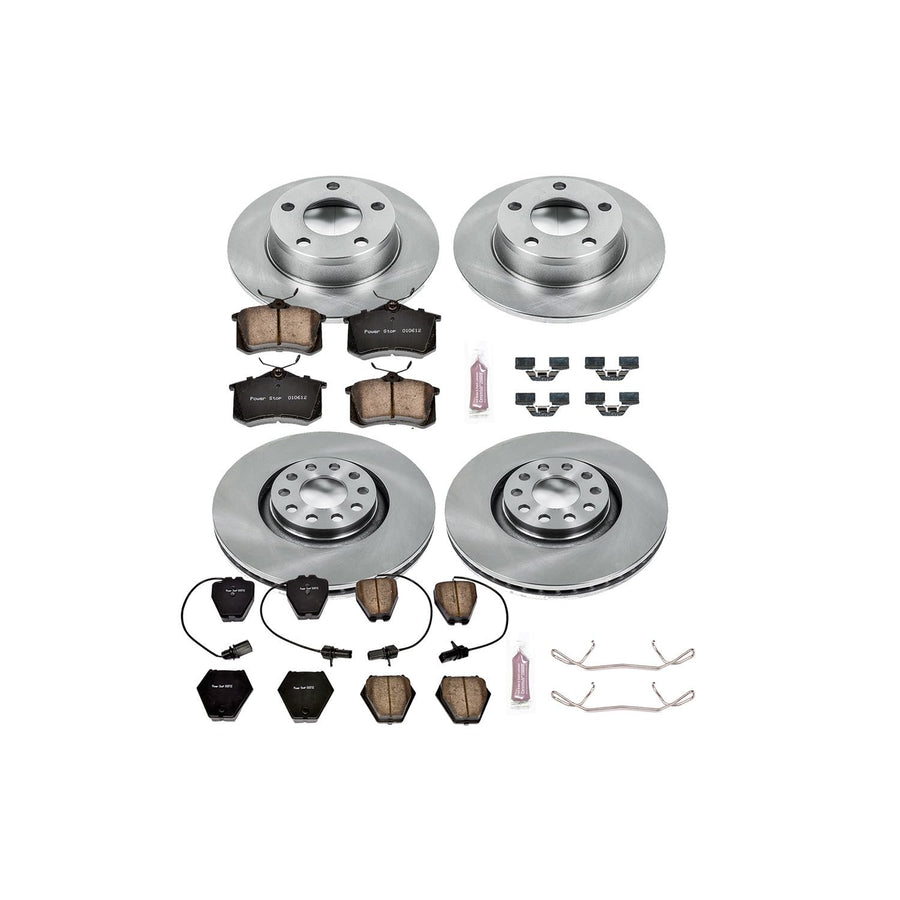 POWERSTOP Autospecialty KOE889 Front and Rear Replacement Brake Kit-OE Brake Rotors & Ceramic Brake Pads For Audi Allroad Quattro 2001-2005 [Model Specific]