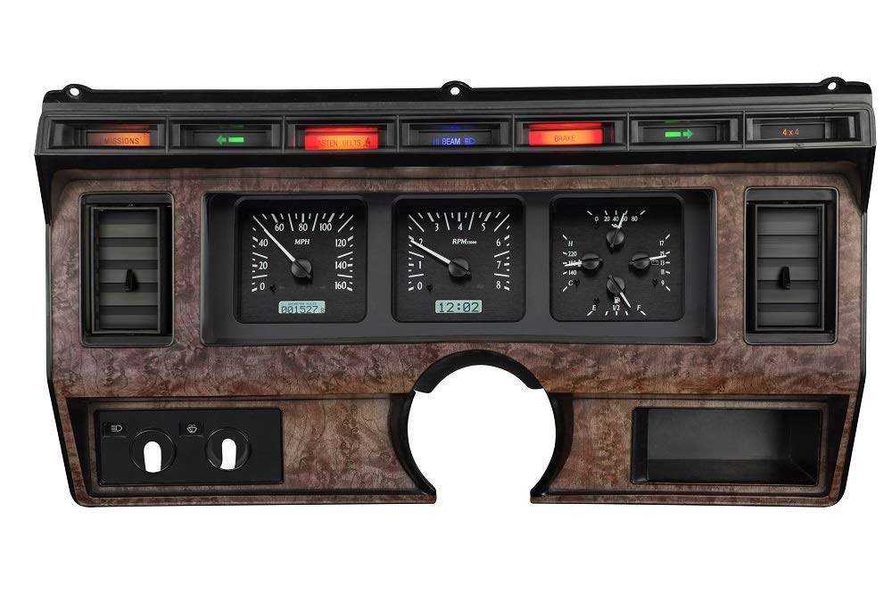 Dakota Digital VHX System-Black Alloy Style Face w/White Display Compatible with 1980-86 Ford Pickup