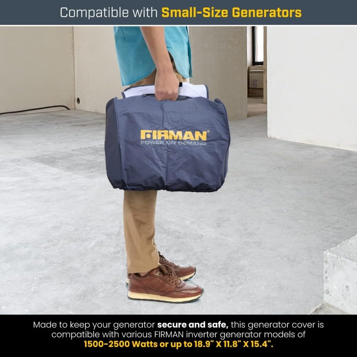 FIRMAN 1008 Portable Generator Cover for Small Size 1500 to 2200W Inverter Generators, Waterproof and Weatherproof Protective Tarp, Heavy Duty, UV Resistant, Dustproof, All-Season Storage Cover