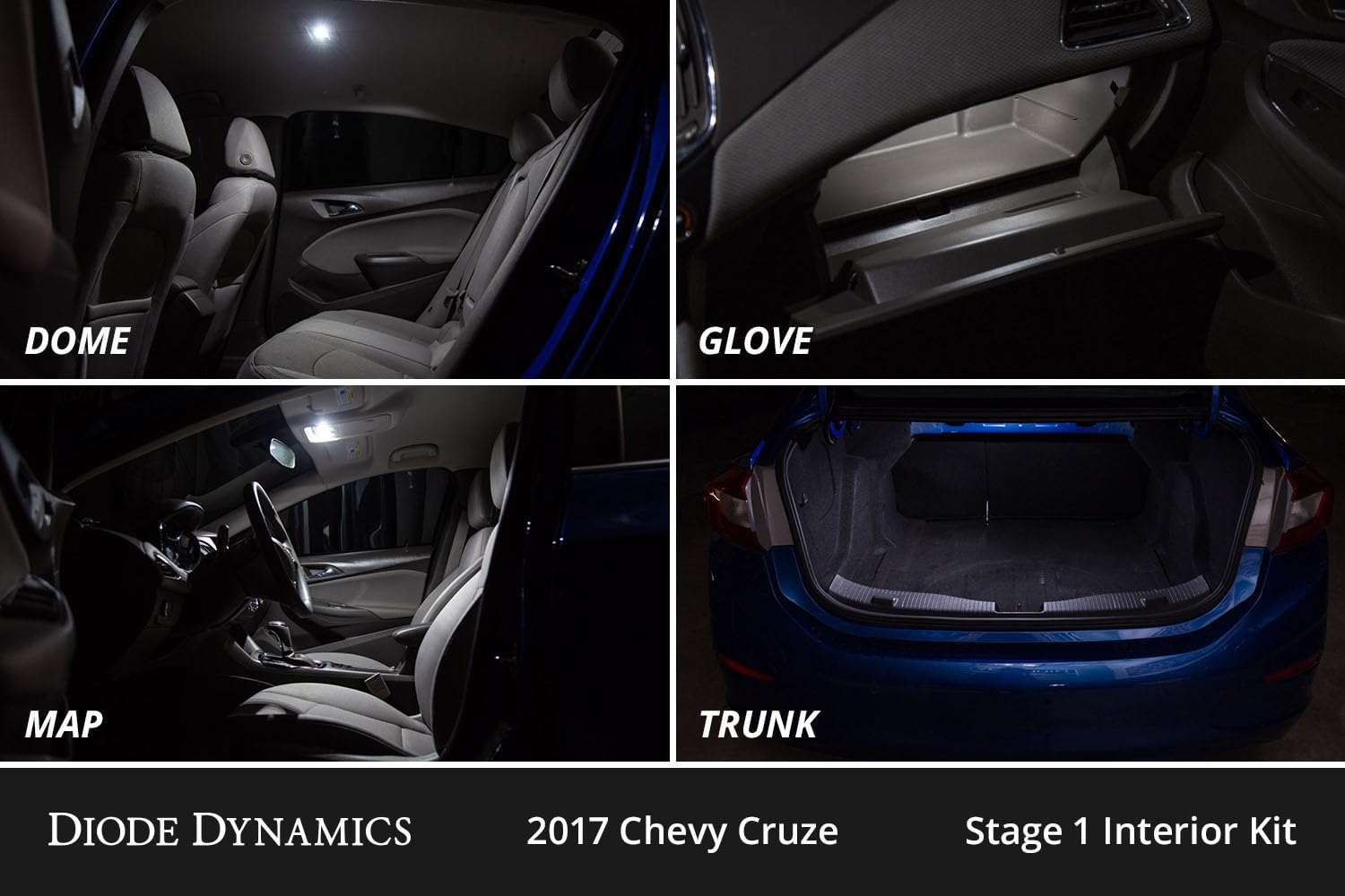 Diode Dynamics interior bulb pack LED compatible with Chevrolet Cruze 2011-2015, Stage 2
