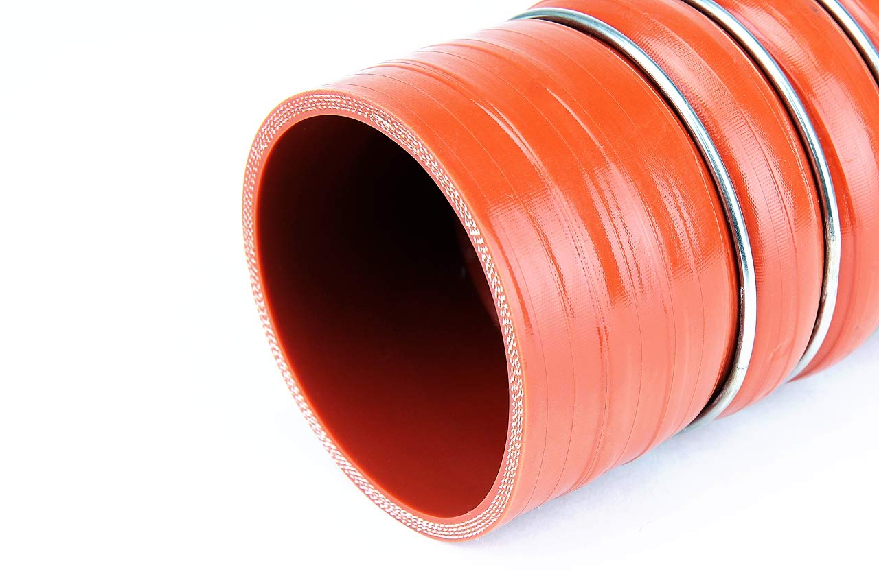 HPS Silicone High Temperature 4-ply Aramid Reinforced CAC-300-L8-HOT Charge Air Cooler Hose Hot Side, 100 PSI Maximum Pressure, 8" Length, 3" ID, Orange