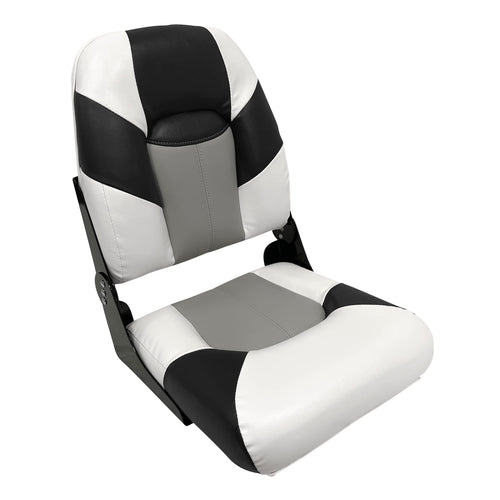 Baja Series Wise High Back Boat Seat, Brite White/Grey/Black 1461-1782