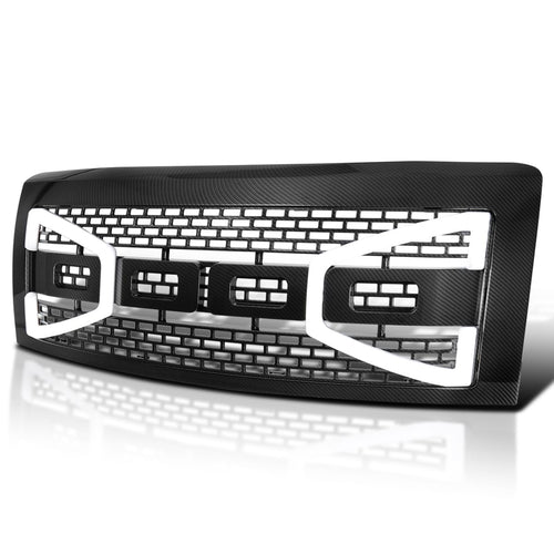 Carbon Fiber Look Spec-D Tuning Mesh Front Hood Grille w/LED Light Tubes Compatible with 2009-2014 Ford F-150