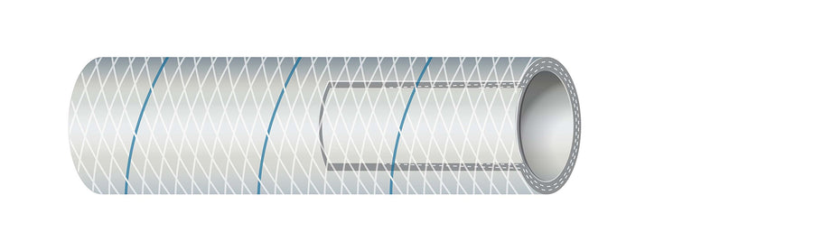 Sierra International PVC Tubing Clear White Polyester Reinforced (Blue-Tracer) 5/8" x 50' 16-164-0586
