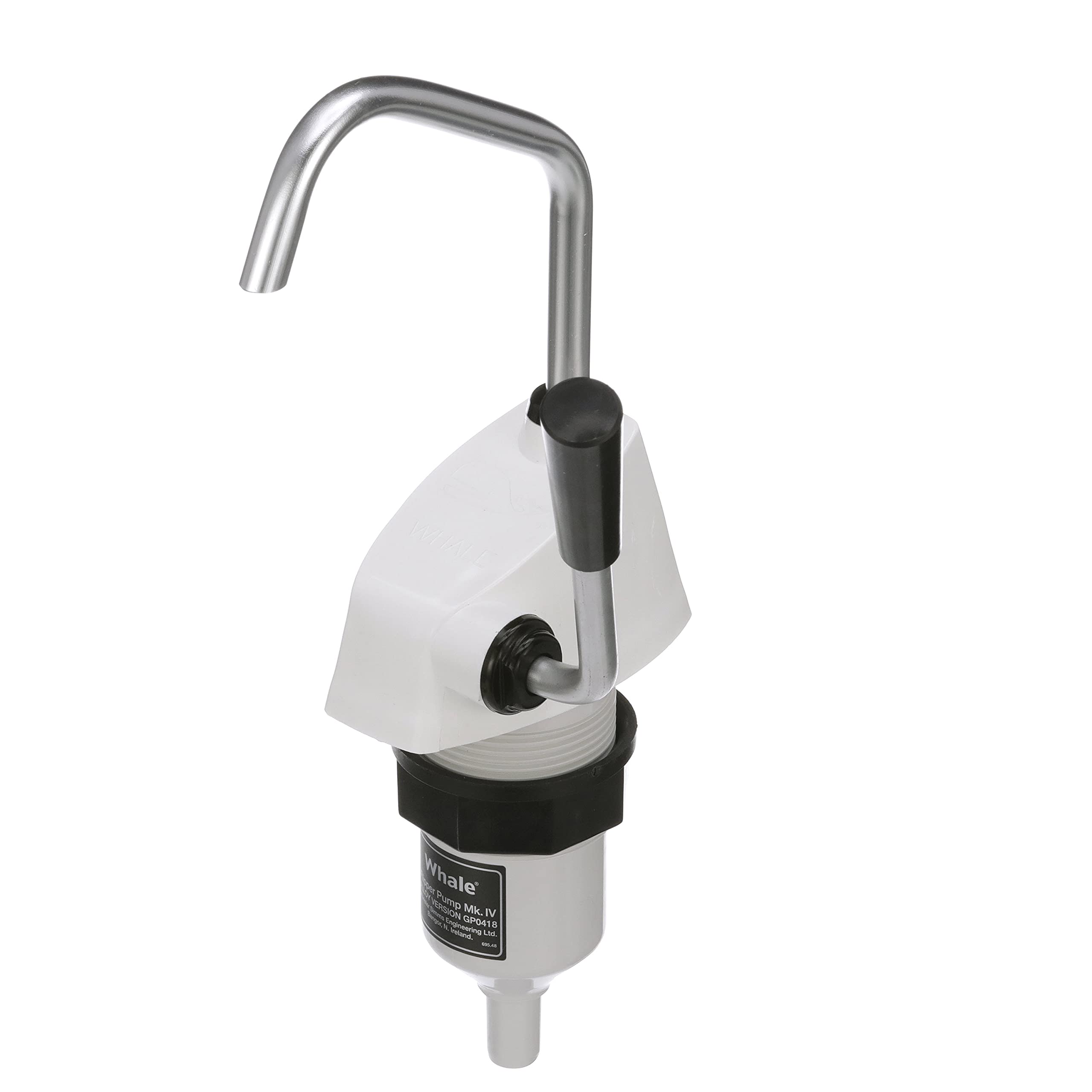 Whale Flipper Pump Mk 4 Hand-Operated Galley Water Pump, 1/2-Inch Flexible Hose Connection, Max Flow Rate 1.85 GPM, Suitable for Fresh or Saltwater