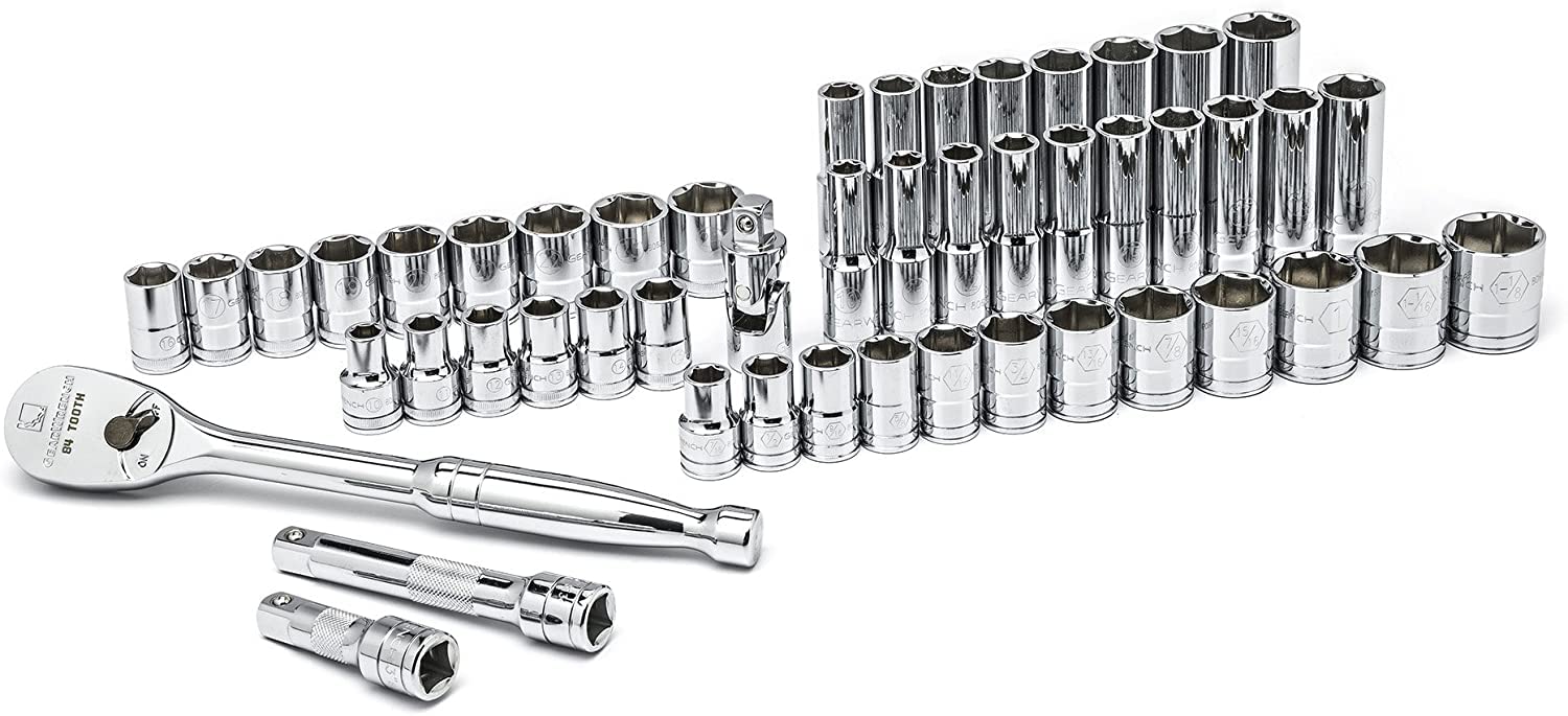49 Pc. GEARWRENCH 1/2" Drive 6 Pt. Socket Set, Standard/Deep, SAE/Metric - 80700D