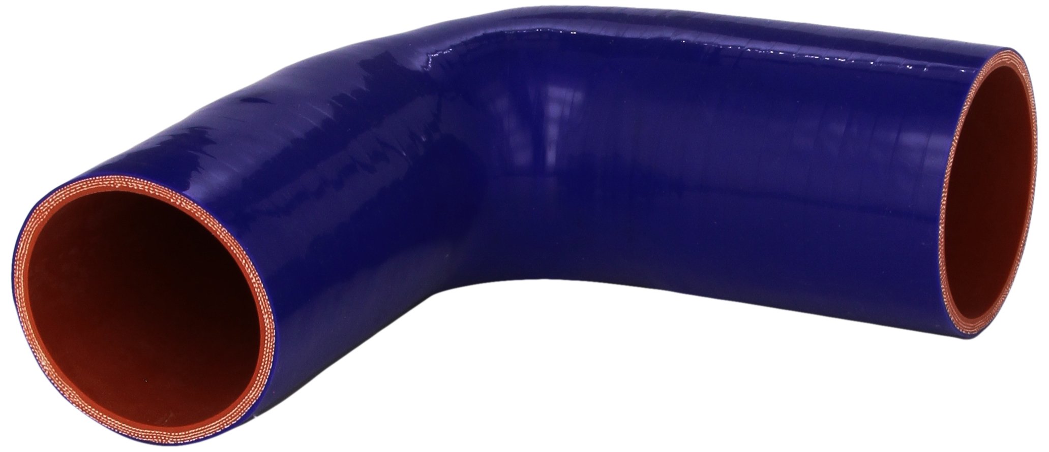 HPS 90 degree HTSER90-275-300-BLUE Silicone High Temperature 4-ply Reinforced Elbow Reducer Coupler Hose, 30 PSI Maximum Pressure, 4" Leg Length on each side, 2-3/4" > 3" ID, Blue