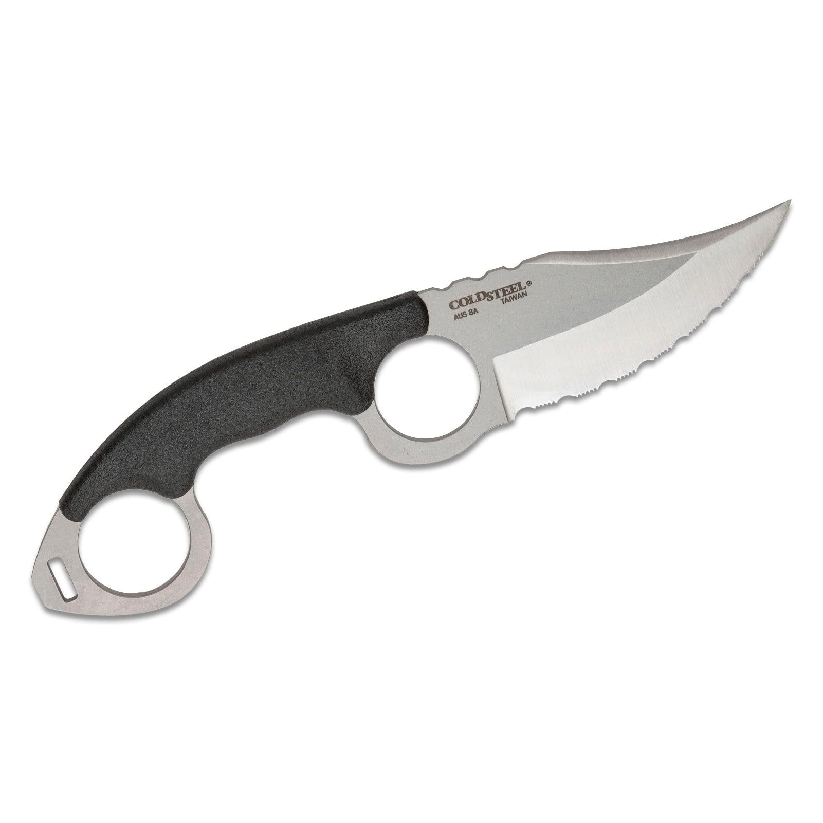 Cold Steel Serrated Edge Double Agent II Lightweight Durable Japanese AUS8A Steel Clip Point Shape 3" Fixed Blade Tactical Outdoor Hunting Knife, Griv-Ex Handle, Secure-Ex Sheath