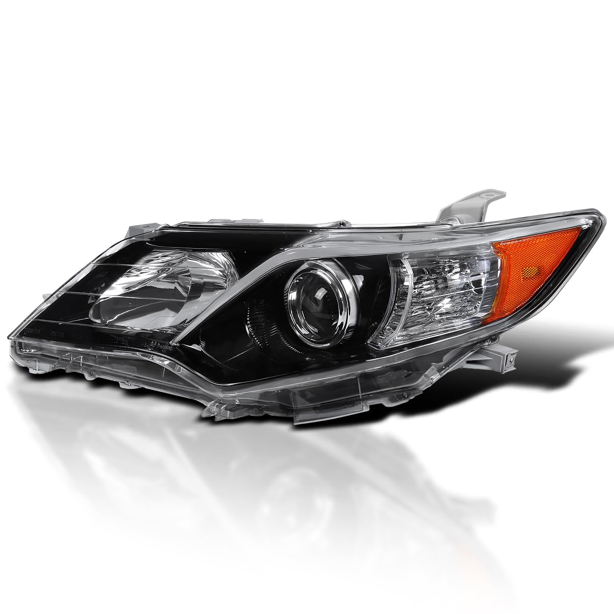 Left Driver Side SPEC-D TUNING Glossy Black Projector Headlight Compatible with 2012-2014 Toyota Camry