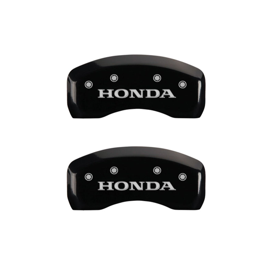 MGP Caliper Covers Front and Rear 20220SHONBK Black Powder Coat Finish, Set of 4 (Honda Silver Characters, Engraved)
