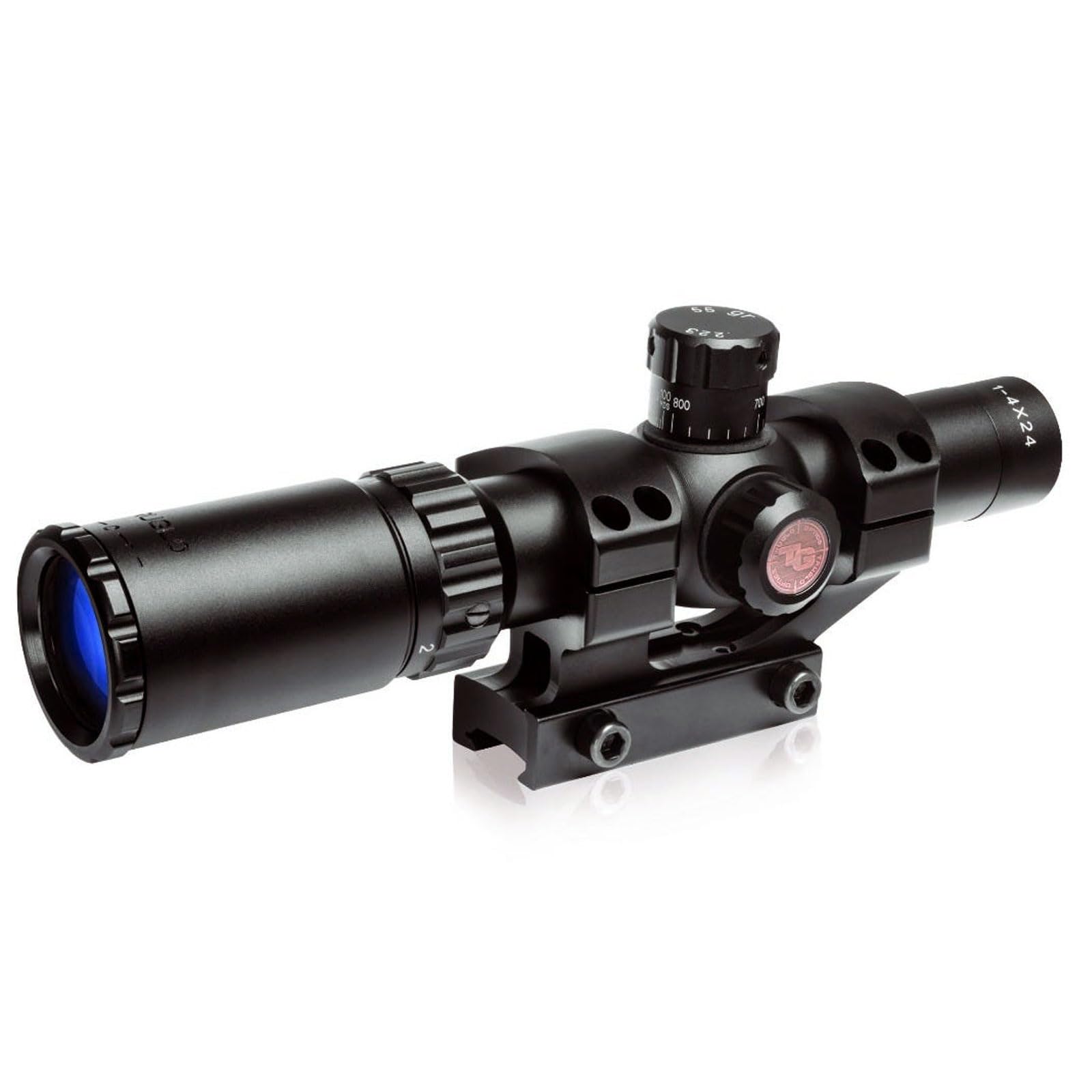 TRUGLO 30 Series Tru-Brite 1-4x24mm Hunting Shooting Durable Waterproof Fogproof Shock Resistant 30mm Aluminum Tube Duplex Mil-Dot Reticle Scope with Mount & Flip-Up Lens Caps Included